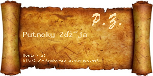 Putnoky Zója névjegykártya
